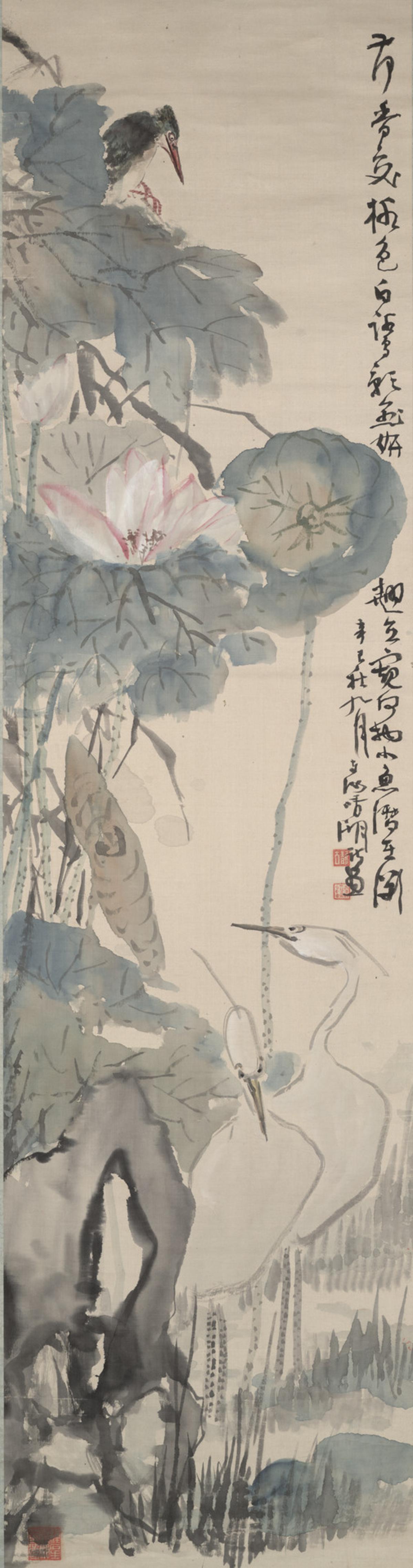 真作/明治の女流南画家/奥原晴湖/花に香画賛/布袋屋掛軸HG-644 真作/明治の女流南画家/奥原晴湖/花に香画賛/布袋屋掛軸HG-644