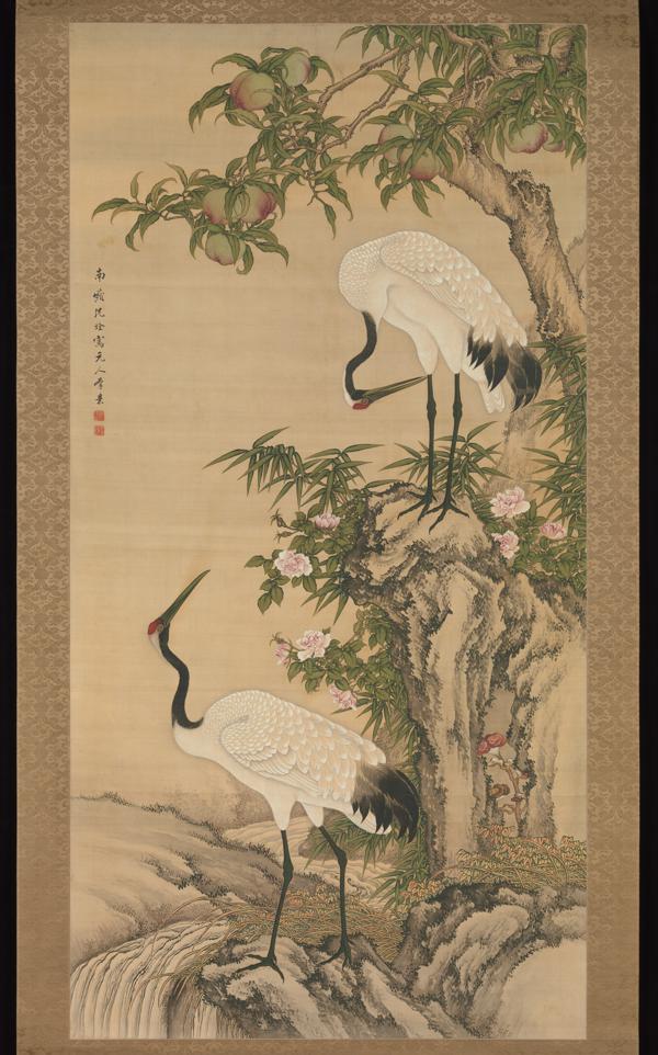沈南蘋/松鶴図/大幅/掛軸/沈銓梅鶴松友/肉筆 買取実績 掛軸【孔雀図】買取実績｜日晃堂 沈南蘋 書