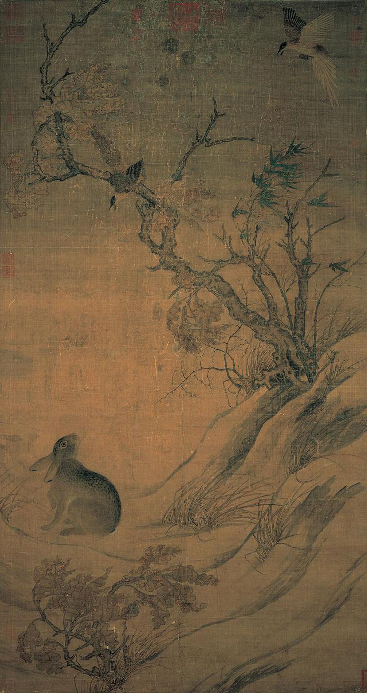 宋　崔白 「雙喜図」 絹本 共箱 二玄社　国立故宮博物院蔵 宋 崔白 「雙喜図」 絹本 共箱 二玄社 国立故宮博物院蔵 宋 崔白