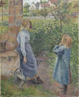 希少品 カミーユピサロ 絵画井戸端の女と子供 アート名画 木製 フレーム付き 60bc892b383d7f405c4347af5b515b