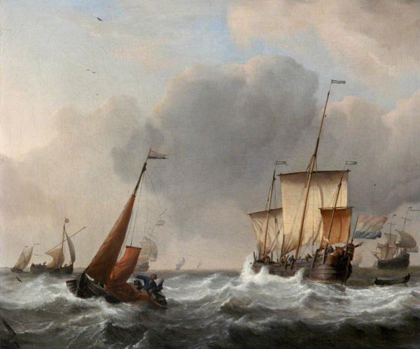 ウィレム・ファン・デ・フェルデ、静かな海に浮かぶ戦艦、希少画集画、新品額装付 ウィレム・ファン・デ・ヴェルデ2世 | FeelTheArt