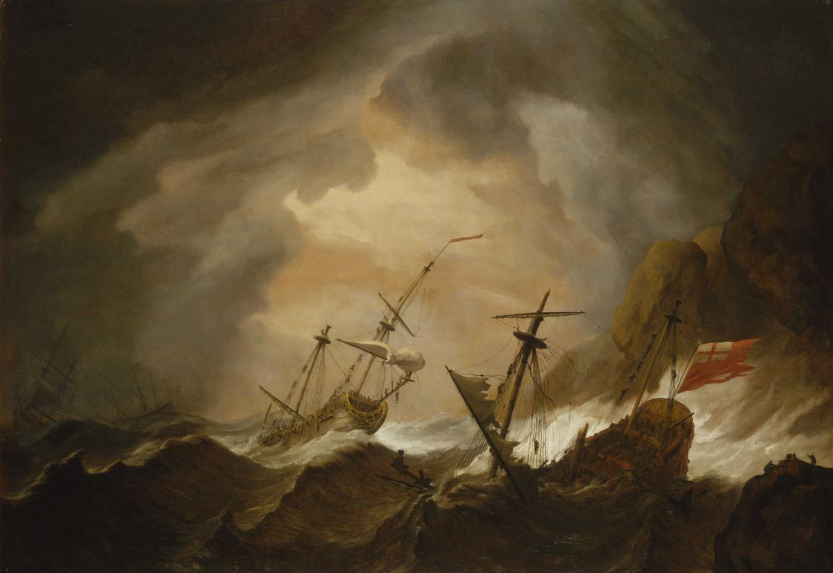 ウィレム・ファン・デ・フェルデ、静かな海に浮かぶ戦艦、希少画集画、新品額装付 11月予約】フジミ 1/700 特53EX-2 日本海軍戦艦 霧島 開戦時